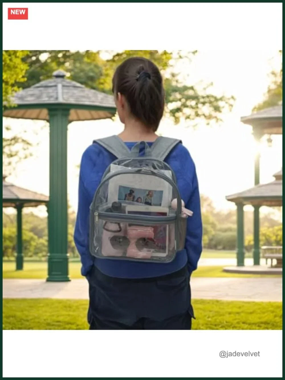 Stadium Approved Clear PVC Backpack 12x6x12 See-Through Bag for Concerts